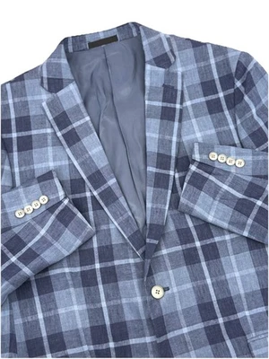 Blazer Abrigo Deportivo Lauren Ralph Lauren Para Hombre 100% Lino Azul a Cuadros 44R Ultraflex Foto 1 de 4