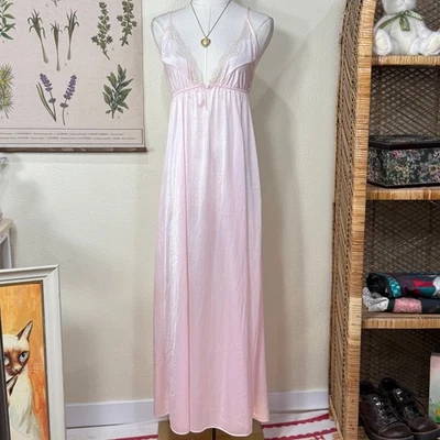 Maxi Camisón Babydoll Vintage Rosa Encaje Nylon Coqueta Romántico Dolly S M Foto 1 de 4