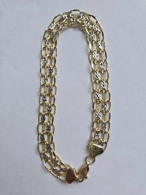 14K Solid Gold Two-Tone Bismarck Bracelet-Sz 7.5" - Image 1 of 4