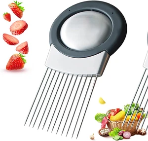 Soporte y rebanadora de cebolla de acero inoxidable, herramienta de cocina mejorada (1 pieza) - Imagen 1 de 7