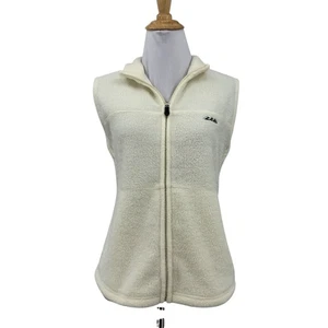 Straight Down Vest Womens M Medium Ivory Full Zip Fleece Sleeveless Mock Neck - Picture 1 of 11