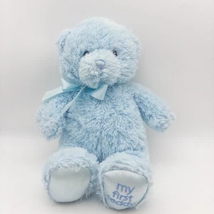 Baby GUND My First Teddy Blue Plush Bear Small 10” Stuffed Animal 021033 - Picture 1 of 8