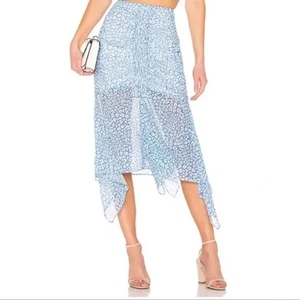 C/MEO Collective Blue Cheetah Print So Settled Lined Midi Skirt Size Medium - Picture 1 of 14