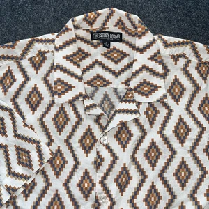 Camisa Stacy Adams Manga Corta Abotonada Azteca Suroeste Lino Algodón Para Hombres L - Imagen 1 de 7