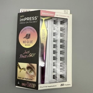 KISS imPRESS Falsies Press On Eyelashes Kit, Black, 20 Clusters, Voluminous - Picture 1 of 2