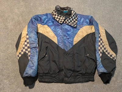 Vintage Polaris Jacket Mens Medium Snowmobile Racing Bomber Insulated 90s Satin - Image 1 of 4