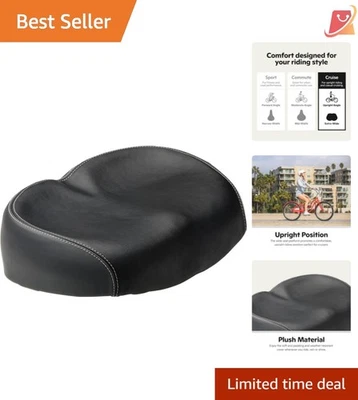 Sillín de bicicleta cómodo asiento ancho de espuma sin nariz para montar casual y de cercanías Foto 1 de 4