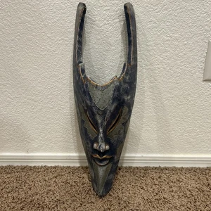 WOOD ART Tribal Warrior Mask  HANDCRAFTED  Wall Decor 19.5”x6.5”** - Picture 1 of 10