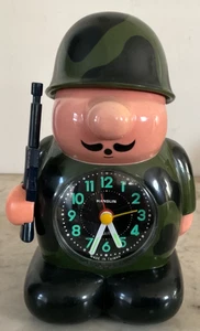 Vintage 1980’s Mr. General Army Soldier Hanslin Alarm Clock, Clock Works, No Alarm - Bild 1 von 7