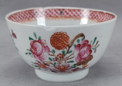 Китайский экспорт вручную розовые розы красный фиолетовый и золотой цветочный чай чаша C.1770 - Изображение 1 из 4