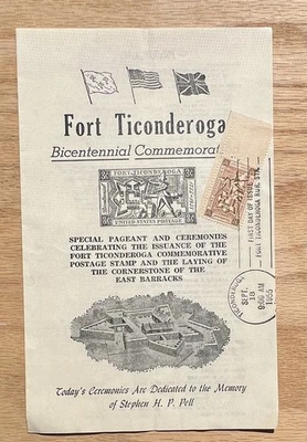 FDC Ceremony Program #1071 C1 Fort Ticonderoga Bicentennial 1955 - Image 1 of 2