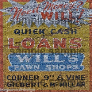 WEATHERED BARN BUILDING SIGN HO O N PAWN SHOP DECAL 3X3 - Picture 1 of 1