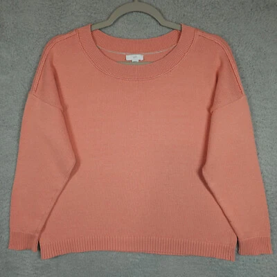 Suéter feminino J Jill XSP pequeno coral costela malha acabamento pulôver gola redonda casual - Imagem 1 de 4