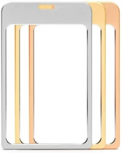 Large Double Sided Twin Metal Aluminium Vertical ID Portrait Badge Card Holder - Picture 1 of 12