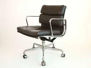 2000 Eames Herman Miller Soft Pad Aluminum Group Desk Chair Brown Leather (1)