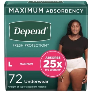 Depend Fresh Protection Adult Incontinence Underwear for Women - Maximum, L-72Ct - Picture 1 of 8
