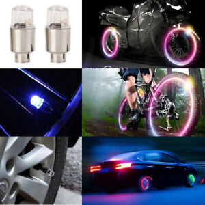Pair LED Wheels Tire Air Valve Stem LED Light Caps Lamp For Car Motor Bike