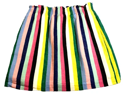 J. CREW Womens Linen Blend Skirt Sz 2 Colorful Rainbow Elastic Waist Lined NWOT - Image 1 of 4