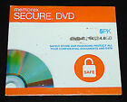 NEW Memorex 5PK Secure DVD-R Password Protected Encryption 16x 4.6GB AES 256 
