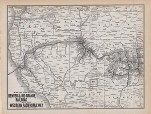 Mapa del sistema ferroviario de Denver y Río Grande 1914 mapa ferroviario vintage 2344 - Imagen 1 de 4
