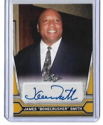JAMES BONECRUSHER SMITH 2021 Leaf Gold Auto HEAVYWEIGHT BOXING CHAMP Autograph - Image 1 of 2