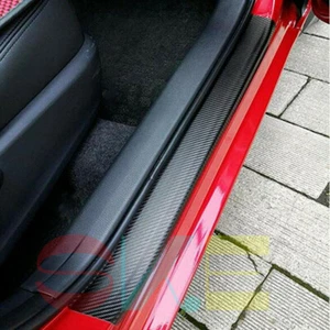 4X Car Stickers Carbon Fiber Door Sill Protector Scuff Plate Trim Accessories - Picture 1 of 11
