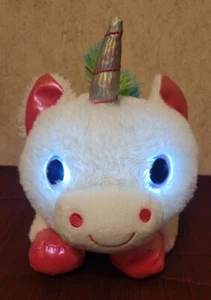 EUC MTY International White Plush Unicorn Light Up Eyes Multicolor~Rainbow Toy - Picture 1 of 15