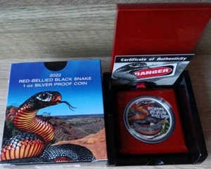 Tuvalu 2022 RED-BELLIED BLACK SNAKE 999 SILBER 1 Oz PP Deadly & DANGEROUS Serie - Bild 1 von 7