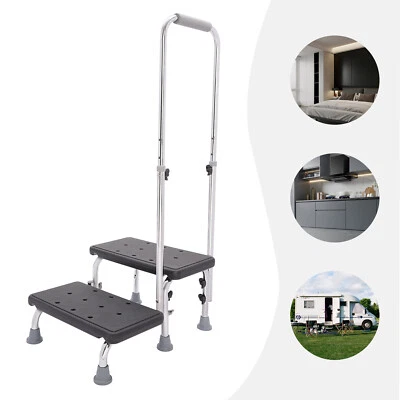 Heavy Duty 2 Steps Medical Foot Stool Adjustable elderly Step Stool with Handle - Image 1 of 4