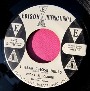 NICKY ST. CLAIRE & FIVE TROJANS - I Hear Those Bells - Promo 45 rpm - Edison 410 - Picture 1 of 2