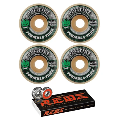 Spitfire Skateboard Wheels 53mm F4 101A Conical with Bones Reds Bearings