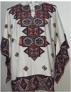 Vintage 1960s 1970s Hippie Boho Shirt Top / Med / Southwestern Psychedelic - Picture 1 of 7