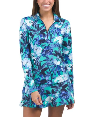 NUEVO CON ETIQUETAS Tommy Bahama Golf Tenis 1/4 Cremallera Chaqueta Pullover XS S M L XL Azul Aqua M7 Foto 1 de 4