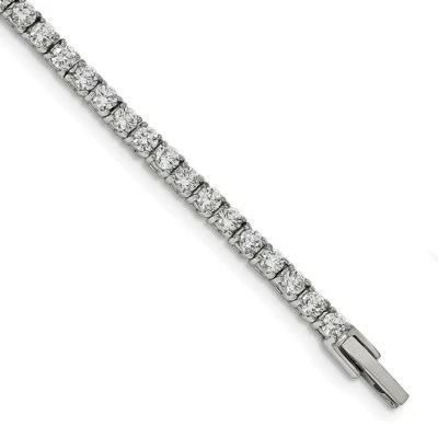 Stainless Steel Polished with CZ 7.5in Tennis Bracelet - Image 1 of 4