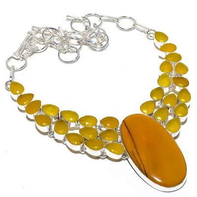 Collar De Joyería De Plata Esterlina 925 Hecho A Mano Con Mookaite Y Ónix 18" - Imagen 1 de 4