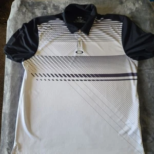 Oakley Mens XL Golf Polo Geometric Print Black/White - Picture 1 of 16