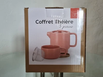 Coffret théière 5 pièces neuf – design rose moderne - Photo 1/4
