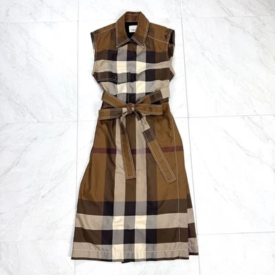 Burberry London Exaggerated Check Long Gilet Dress in Brown [US2/VG] LTD From JP - Image 1 of 4