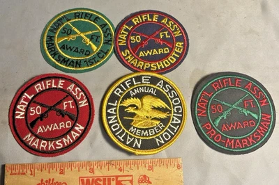Vintage National Rifle Association 50 Ft Awards  Jacket Patches and Member Lot/5 - Image 1 of 4