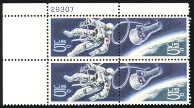US - 1967 Space Accomplishments - SC# 1332a (1331-1332) 2-Pairs of 2 Mint NH OG - Image 1 of 2