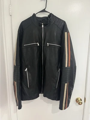 Rivet Biker Mens Black Leather Motorcycle Biker Racer Jacket  2XLT - Image 1 of 4