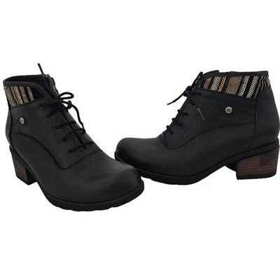 Botín Stratton Wolky de cuero negro con cordones talla 37 (US 6) $219 NUEVO SIN CAJA informal Foto 1 de 4