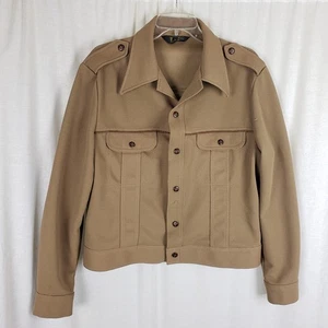 Vintage Lee Westener Polyester Trucker Jacket Tan Khaki Mens sz L Military Field - Picture 1 of 8