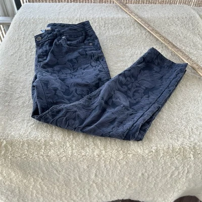 Simply Vera Vera Wang Cropped Chino Pants Women's 6 Blue Solid Floral Pattern - Image 1 of 4