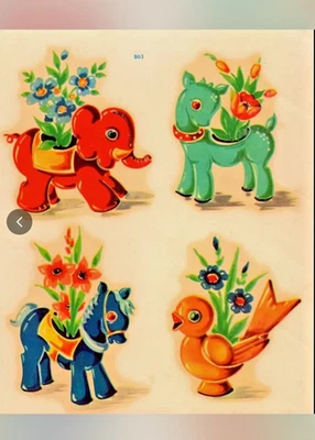 Calcomanía de colección Meyercord 863 Kitsch cerámica jardineras de animales Meyercord años 40-50 nueva de stock Foto 1 de 4