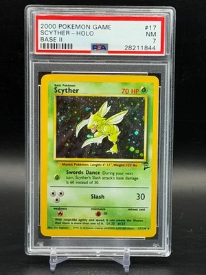 PSA 7 NM Scyther Base Set 2 SWIRL Holo Rare Pokemon 17/130 - Image 1 of 2