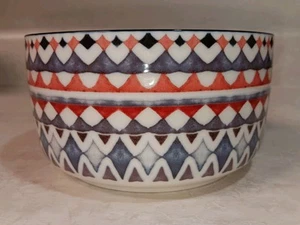 Signature Housewares Aztec Chevron Blue Red and White Bowl Microwave Safe - Picture 1 of 3