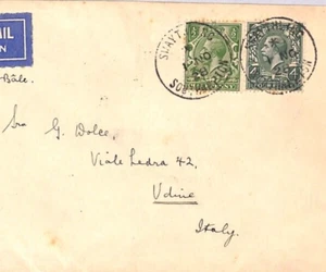 GB AIR MAIL KGV Cover 1928 Southampton ITALY Udine via London Paris Basel ZE39 - Picture 1 of 8
