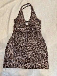 Urban Out Fitters Tankini Dress Brown Animal Print Halter Neck Size 10/M - Picture 1 of 6