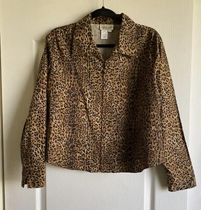 COLDWATER CREEK Stretch Baumwolle Animal Print Reißverschluss Bluse/Jacke Oberteil XLP - Bild 1 von 5